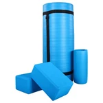 Balancefrom Fitness 71"x24" Anti Tear Yoga Mat W/strap, Knee Pad & Blocks, Blue. Fixed Price $54.99.