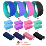 Yoga Fitness Exercise Block Brick Foam 2pc & Wheel Strap Set. Fixed Price $24.98.
