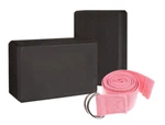 Mune Eva Yoga Block High Density Black Set Of 2 And 1 Pink Resistance Strap. Fixed Price $19.95.