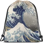 Japanese Style Wave Drawstring Backpack Bag The 14x16.9 Inch, Multi-a208. Fixed Price $16.36.