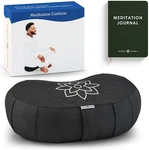 Minimal Black Buckwheat Meditation Cushion For Comfortable Posture Support. Fixed Price $61.99.