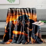 Sunset Beach Off-road Motorcycle Print Flannel Blanket Reversible, All-season. Fixed Price $24.99.