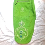 Gaiam Yoga Mat Bag Green Embroidered Design 11" X 25" Drawstring Zip Pocket. Fixed Price $18.95.