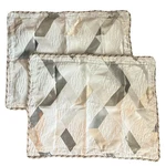 Dian Austin Couture Set Of 2 Quilted White Silver Piping Pillow Covers 21x27. Fixed Price $54.00.