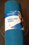Gaiam Evolve Non-slip Yoga Mat Towel 24x68in Polyester Rubber Blue. Fixed Price $12.00.