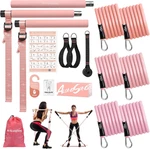 Upgraded Pilates Bar Kit W/ Natural Latex Resistance Bands Stainless Steel. Fixed Price $43.99.
