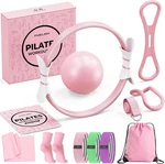 Pilates Ring Set With Resistance Bands And Mini Ball For Home Workouts. Fixed Price $57.99.