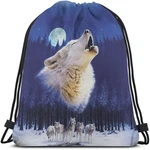Wild Wolf Drawstring Bags Backpack Bag Winter With Full Moon Animal Theme Gro.... Fixed Price $18.57.