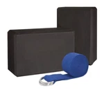 Mune Eva Yoga Block High Density Black Set Of 2 And 1 Blue Resistance Strap. Fixed Price $19.95.