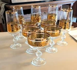 Crystal Ball Stemware Set 10 Glasses Gold Band 7.5 " Bar Wine / Goblets. Fixed Price $65.99.