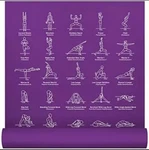 Yoga Mat Thick Exercise With 70 Printed Poses Non Slip Purple By Newme Fitness. Fixed Price $49.00.