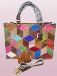 Segater Women's Multicolor Genuine Leather Tote Handbag & Matching Small Pouch. Fixed Price $33.33.