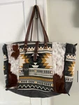 Myra Bag Trilang Weekender Upcycled Leather Canvas Rug Aztec Southwestern New. Fixed Price $45.00.