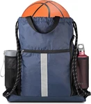 Gym-drawstring-backpack-bag With Shoe Compartment And Two Water Bottle Holder La. Fixed Price $38.99.
