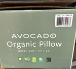 Avocado Organic Pillow Queen 19x29 Latex Fill Green Gots Greenguard. Fixed Price $35.00.