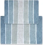 Chardin Home Cordural Stripes Bath Mat, Set 1'9" X 2'10" (rectangular), Blues. Fixed Price $48.33.