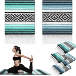 Preboun 4 Pcs Large Mexican Yoga Blanket Pack 45 X 70 Inch Thick Woven Camping P. Fixed Price $61.81.
