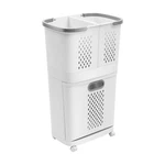 2 Tier Laundry Hamper Basket Sorter Clothes Storage Organizer Shelf Rolling Cart. Fixed Price $45.34.