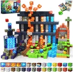 Magnetic Blocks - 150 Pcs Dinosaur Volcano Forest Castle Set With Light Up Bl.... Fixed Price $47.53.