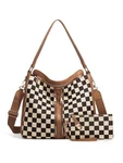 Duyijiff Checkered Purse Hobo Handbags For Women A01-brown. Fixed Price $50.51.