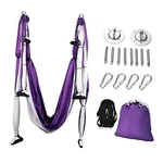 Aerial Yoga Swing Sling Strong Hammock Kit Set Trapeze Purple And White. Fixed Price $64.35.
