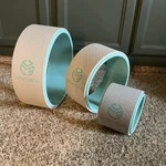 Upcircleseven Yoga Wheel Set Of 3 Beige Light Blue Hard Foam Large Medium Small. Fixed Price $50.00.
