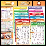 12pcs Home Gym Workout Posters - Dumbbells, Yoga, Resistance Bands, Stretching C. Fixed Price $35.99.