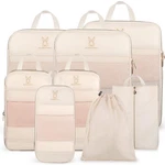 Expandable Compression Packing Cubes For 6 Pcs(xl,l,m*2,s,laundry Bag), Beige. Fixed Price $134.32.