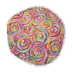 Viv & Lou Round Beach Towel With Colorful Swirls Fringe About 60 Inches. Fixed Price $13.50.