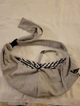 Tomkas Small Dog Sling Carrier Adj Gray With B&w Plaid W/zipper Pocket Storage. Fixed Price $9.99.