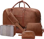 4pcs Leather Duffle Bags, Weekender Bag For Women Men, Large Travel.... Fixed Price $64.46.