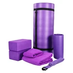 Balancefrom Fitness 7 Piece Yoga Set With Mat, Stretch Strap, & Knee Pad, Purple. Fixed Price $49.99.